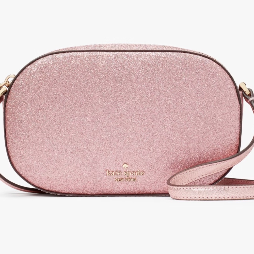 Kate Spade Glimmer Mitten Pink Oval Crossbody Bag KE459 Purse NWT $299 Retail